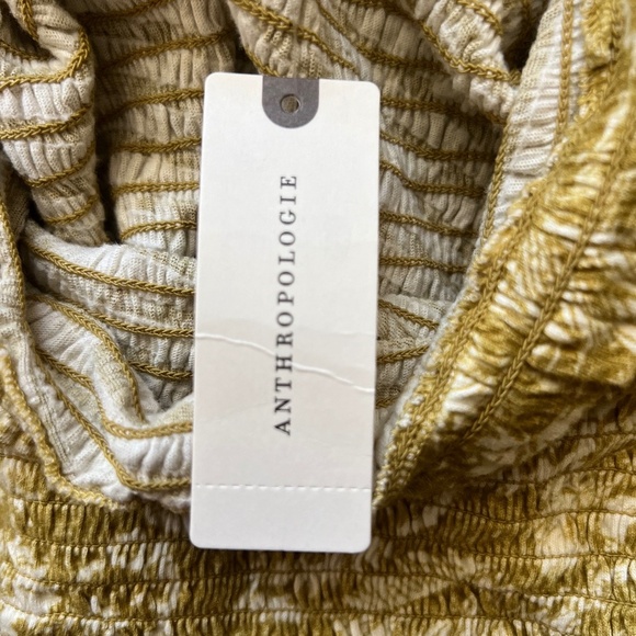 By Anthropologie Seersucker Smocked Puff-Sleeve Crop Top Chartreuse Size M NWT - Picture 8 of 11